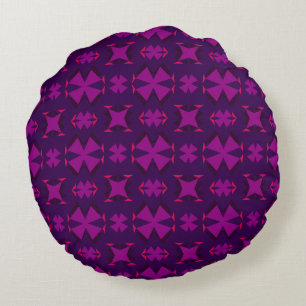 Fuchsia Geotech: A Vibrant Abstract Geometric Text Round Cushion