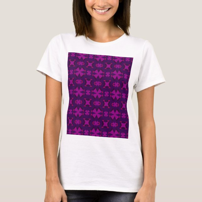 Fuchsia Geotech: A Vibrant Abstract Geometric Text T-Shirt (Front)