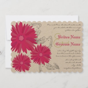 Fuchsia Gerber Daisy Wedding Invitation
