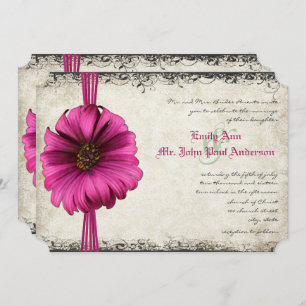 Fuchsia Gerber Daisy Wedding Invite