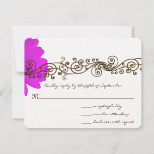 Fuchsia Gerber Daisy Wedding RSVP Card