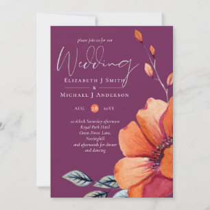 Fuchsia Ginger  Autumn Fall Wedding Invites Envl.