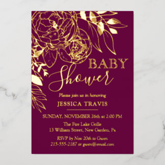 Fuchsia & Gold Modern Floral Baby Shower