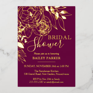 Fuchsia & Gold Modern Floral Peony Bridal Shower