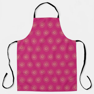 Fuchsia Golden Zinnia Flower Medallions Apron