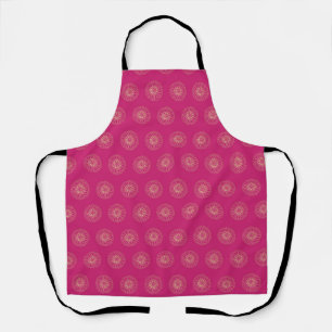 Fuchsia   Golden Zinnia Flower Medallions Apron