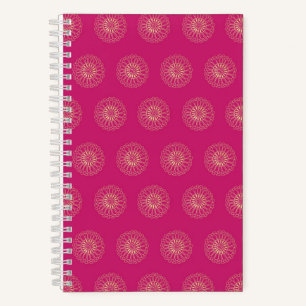 Fuchsia   Golden Zinnia Flower Medallions Notebook