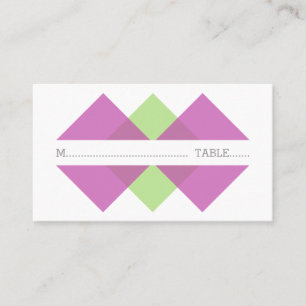 Fuchsia Green Geometric Triad Place Card