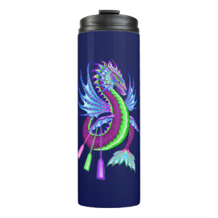 Fuchsia & Green Water Dragon Thermal Tumbler
