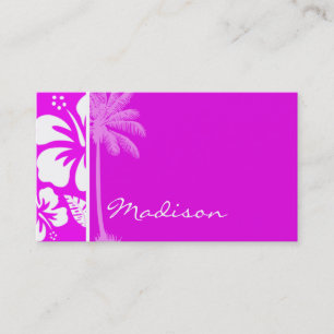 Fuchsia Hawaiian Tropical Hibiscus; Palm Business Card