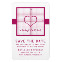 Fuchsia Heart Math Graph Save the Date Magnet