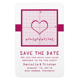 Fuchsia Heart Math Graph Save the Date Magnet