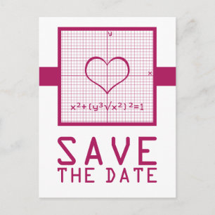 Fuchsia Heart Math Graph Save the Date Postcard