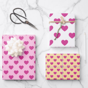 Fuchsia Heart Pattern Pink Preppy Aesthetic y2k  Wrapping Paper Sheet