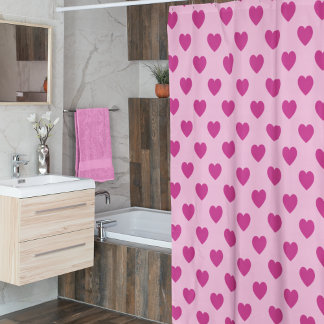 Fuchsia Heart Pattern Pink Preppy y2k Shower Curtain