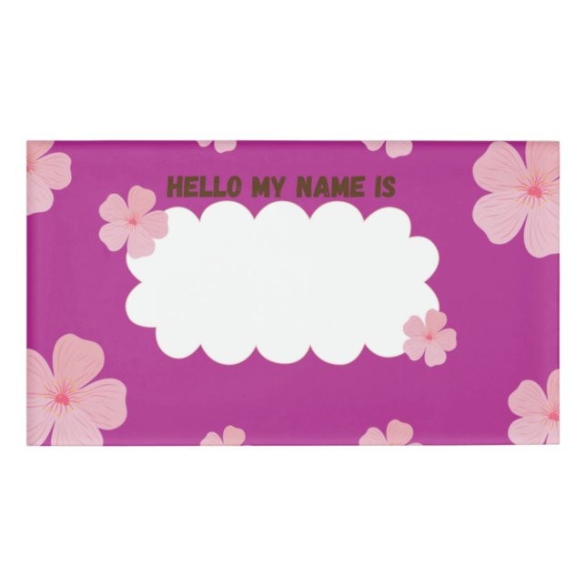 Fuchsia Hibiscus  Name Tag (Front)