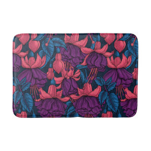 Fuchsia in blue and purple bath mat