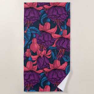 Fuchsia in blue and purple beach towel