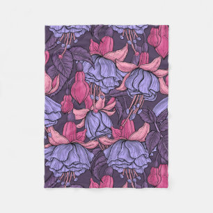 Fuchsia in pink and violet fleece blanket
