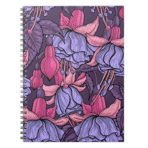 Fuchsia in pink and violet notebook