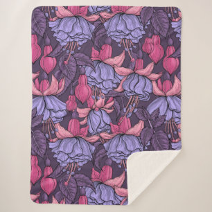 Fuchsia in pink and violet sherpa blanket
