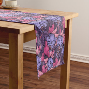 Fuchsia in pink and violet short table runner