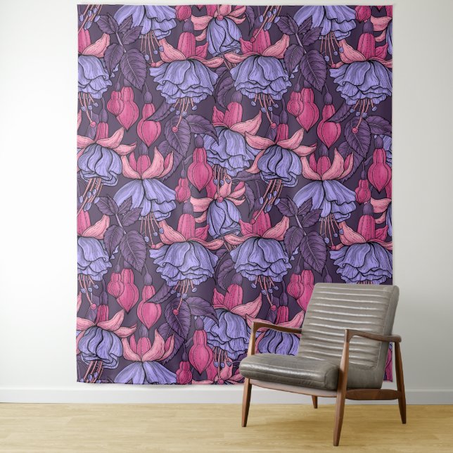Fuchsia in pink and violet tapestry (In Situ)