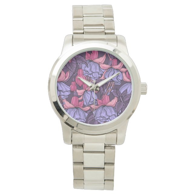 Fuchsia in pink and violet watch (Front)