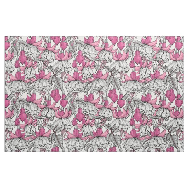 Fuchsia in white and pink fabric (Fat Quarter)
