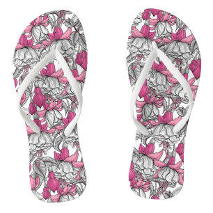 Fuchsia in white and pink jandals