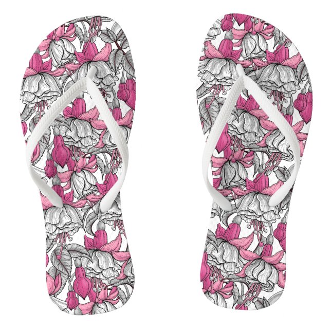 Fuchsia in white and pink jandals (Footbed)