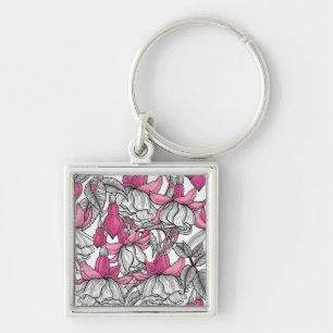 Fuchsia in white and pink key ring