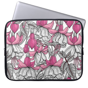 Fuchsia in white and pink laptop sleeve