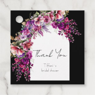 Fuchsia Lavender Floral Arch Bridal Shower Favour Tags