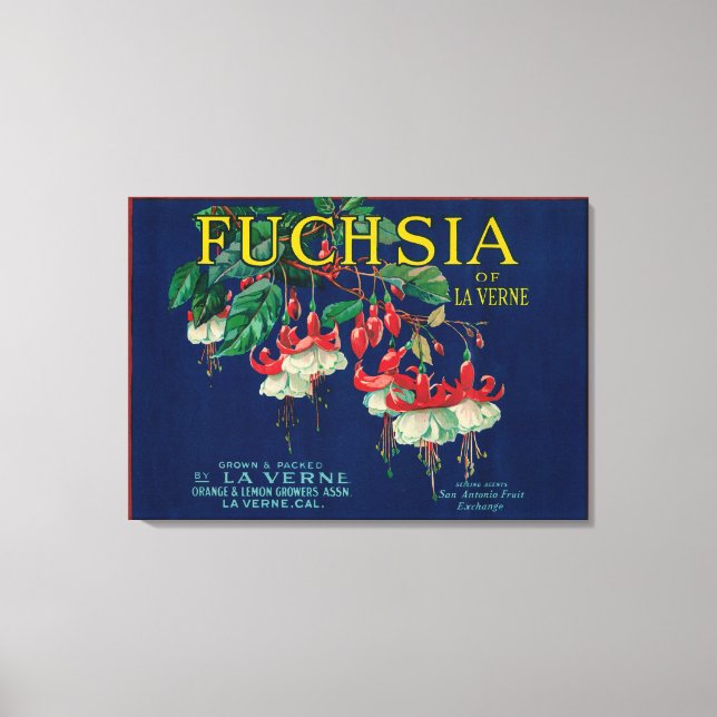 Fuchsia Lemon LabelLa Verne, CA Canvas Print (Front)