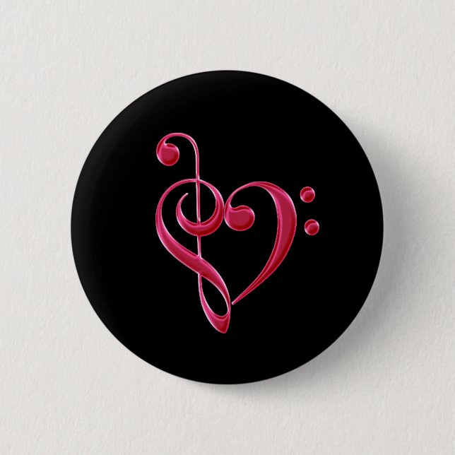 Fuchsia Love Musical Notes 6 Cm Round Badge (Front)