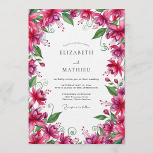 Fuchsia Lush Botanical Wedding Invitation