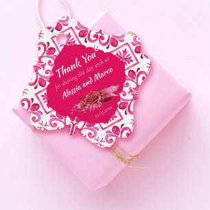 Fuchsia Majolica magenta tiles personalised Favour Tags
