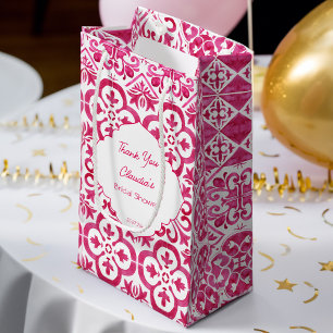 Fuchsia Majolica magenta tiles personalised Small Gift Bag