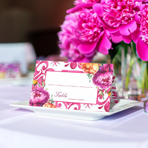 Fuchsia  Majolica tiles magenta wedding Place Card