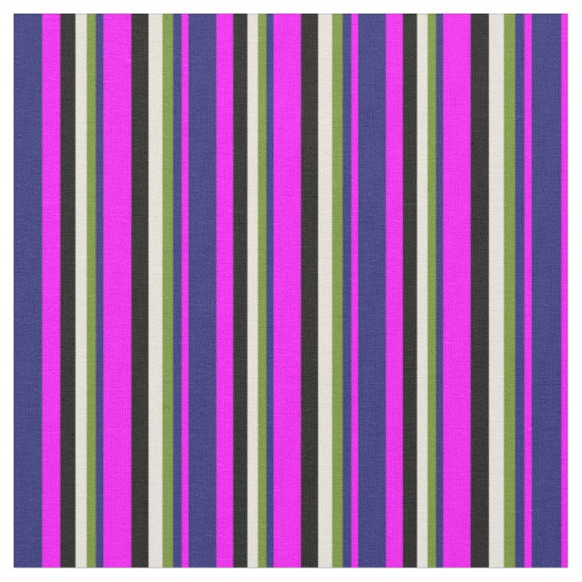 Fuchsia, Midnight Blue, Green, Beige, and Black Fabric (Close Up)