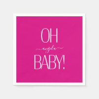 Fuchsia Oh Baby Custom Shower Paper Napkin