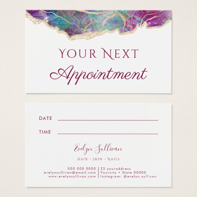 Fuchsia opal design appointment card (Front & Back)