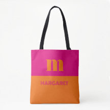 Fuchsia & orange custom initial name modern