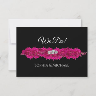 Fuchsia Orchids on Black-We Do-Wedding Rings- RSVP Card