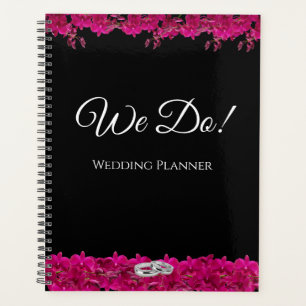 Fuchsia Orchids on Black-Wedding- Planner