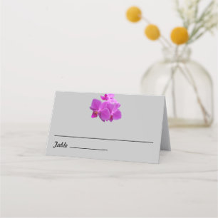 Fuchsia orchids on folded placecard