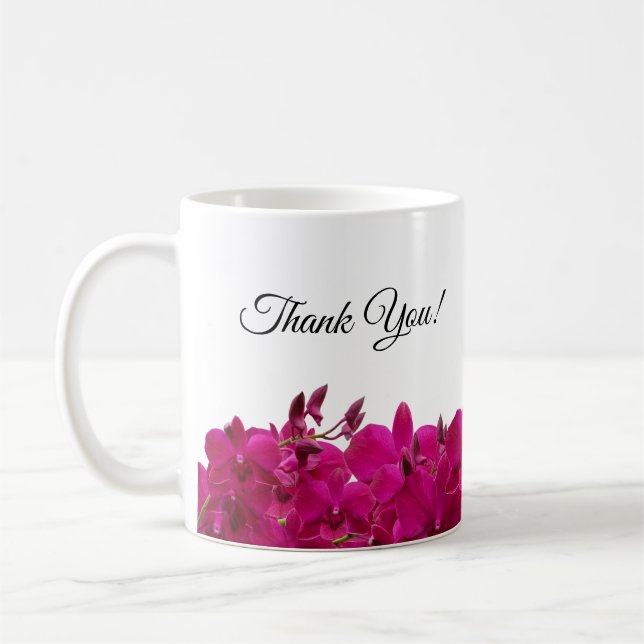 Fuchsia Orchids on White-Bridesmaid gifts- Coffee Mug (Left)