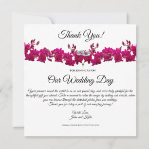 Fuchsia Orchids-White- Wedding Thank you Invitation