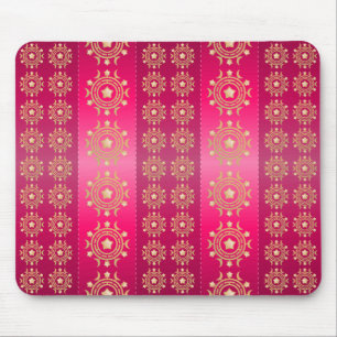 Fuchsia Oriental Mandala Pattern Mouse Pad